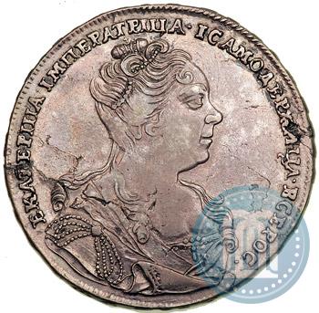 Picture 1 rouble 1727 year  "Moscow type, portrait turned to the right"