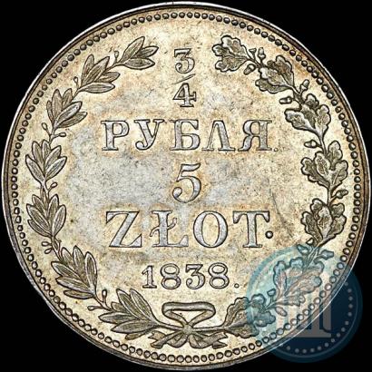 Picture 3/4 roubles - 5 złotych 1838 year MW 