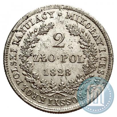 Фото 2 злотых 1828 года FH 