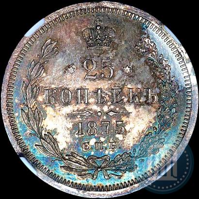 Фото 25 копеек 1875 года СПБ-НІ 