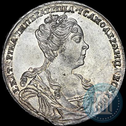 Picture 1 rouble 1727 year  "Moscow type, portrait turned to the right"