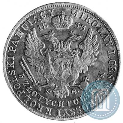 Picture 5 złotych 1833 year KG 