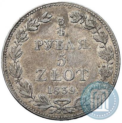 Picture 3/4 roubles - 5 złotych 1839 year MW 