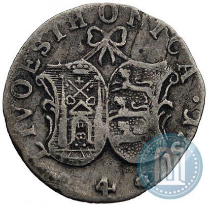 Picture 4 kopecks 1757 year  "For Livonia"