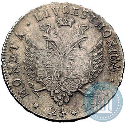 Picture 24 kopecks 1757 year  "For Livonia"