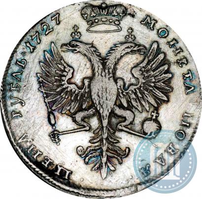 Фото 1 рубль 1727 года  "Московский тип, портрет вправо"