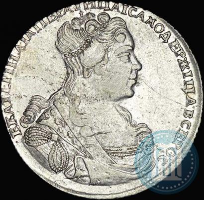 Фото 1 рубль 1727 года СПБ "Петербургский тип, портрет вправо"