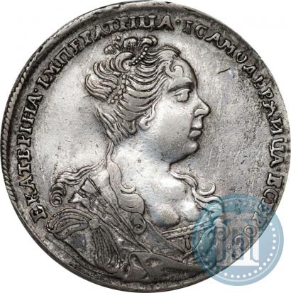 Фото 1 рубль 1727 года  "Московский тип, портрет вправо"