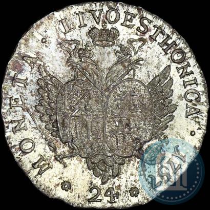 Picture 24 kopecks 1757 year  "For Livonia"