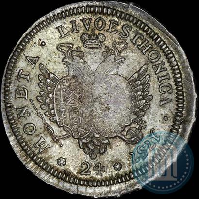 Picture 24 kopecks 1757 year  "For Livonia"