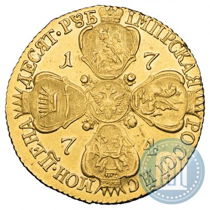 Picture 10 roubles 1774 year СПБ 