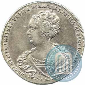 Фото 1 рубль 1725 года СПБ "Петербургский тип, портрет влево"