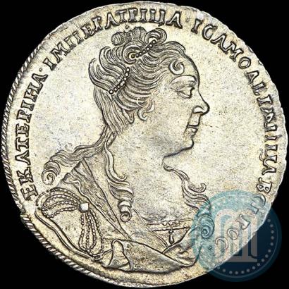 Фото 1 рубль 1727 года  "Московский тип, портрет вправо"