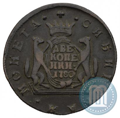Фото 2 копейки 1780 года КМ 