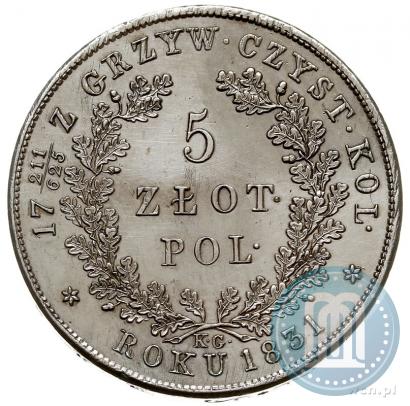 Picture 5 złotych 1831 year KG "Polish uprising"