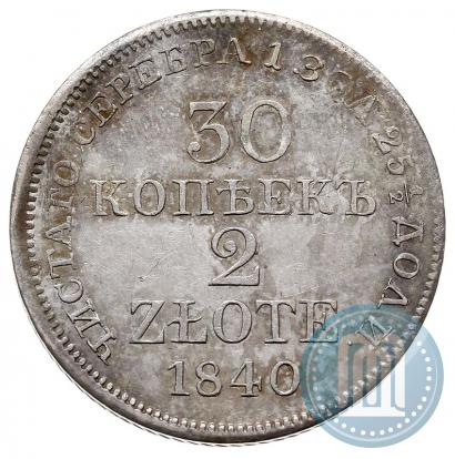 Фото 30 копеек - 2 злотых 1840 года MW 