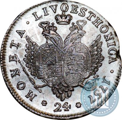 Picture 24 kopecks 1757 year  "For Livonia"