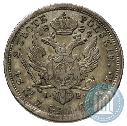 Фото 2 злотых 1824 года IB 