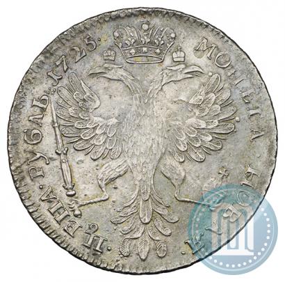 Фото 1 рубль 1725 года СПБ "Петербургский тип, портрет влево"