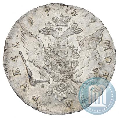 Фото 1 рубль 1757 года СПБ-ЯI "Портрет работы Б. Скотта"