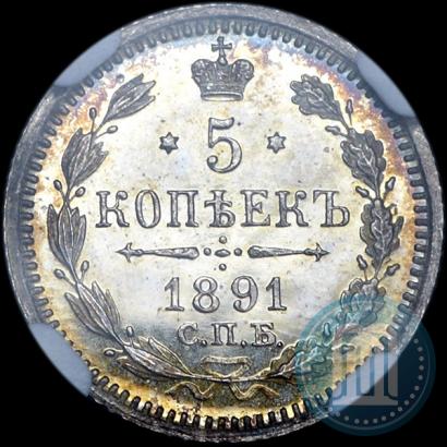 Фото 5 копеек 1891 года СПБ-АГ 