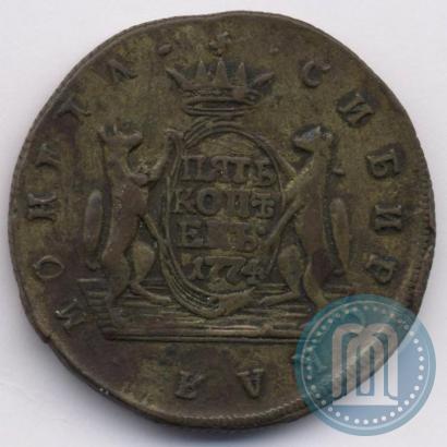 Фото 5 копеек 1774 года КМ 