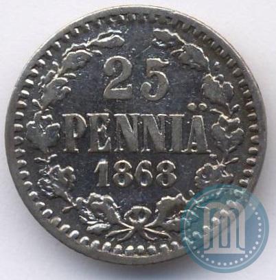 Фото 25 пенни 1868 года S 