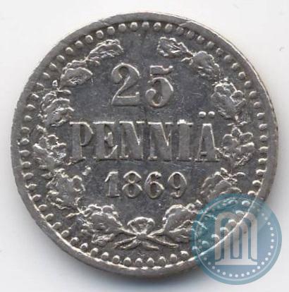 Фото 25 пенни 1869 года S 