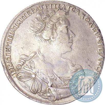 Picture 1 rouble 1727 year СПБ "Petersburg type, portrait turned to the right"