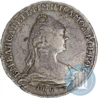 Picture 1 rouble 1757 year СПБ-ЯI "Portrait by J. Dassier"