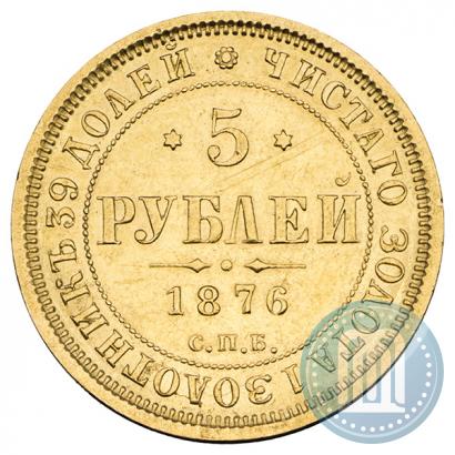 Фото 5 рублей 1876 года СПБ-НІ 
