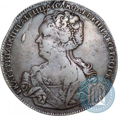 Фото 1 рубль 1725 года СПБ "Петербургский тип, портрет влево"