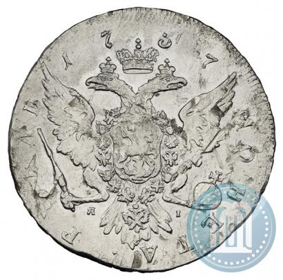 Фото 1 рубль 1757 года СПБ-ЯI "Портрет работы Б. Скотта"