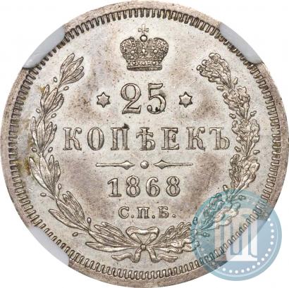 Picture 25 kopecks 1868 year СПБ-НІ 