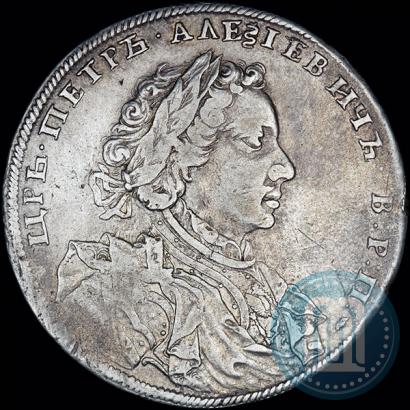 Фото 1 рубль 1707 года Н "Портрет работы Г. Гаупта"