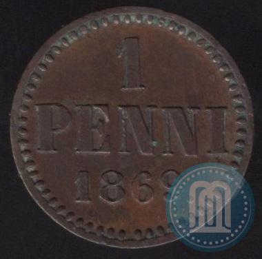 Фото 1 пенни 1869 года  
