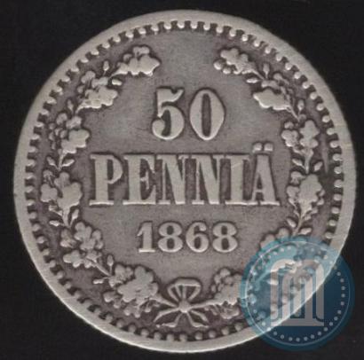 Фото 50 пенни 1868 года S 