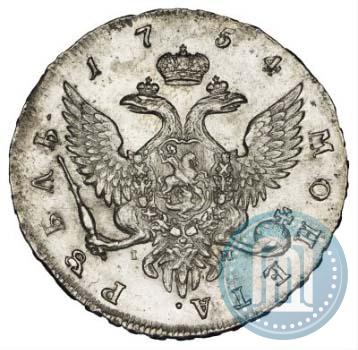 Фото 1 рубль 1754 года СПБ-IМ "Портрет работы Бенджамина Скотта"