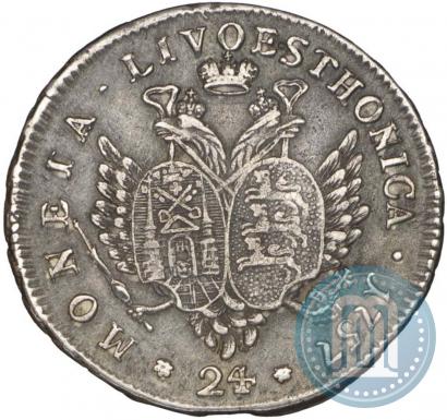 Picture 24 kopecks 1757 year  "For Livonia"