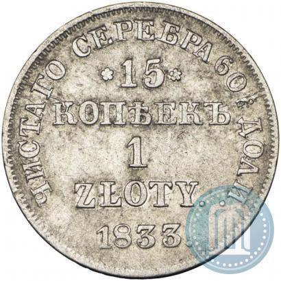 Picture 15 kopecks - 1 złoty 1833 year НГ 