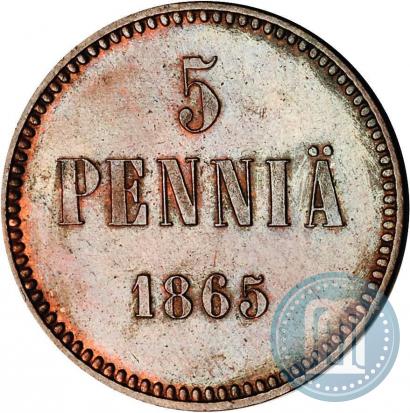 Фото 5 пенни 1865 года  