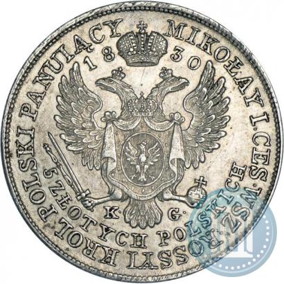 Picture 5 złotych 1830 year KG 