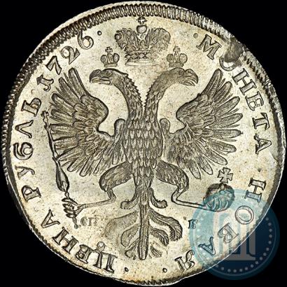 Фото 1 рубль 1726 года СПБ "Петербургский тип, портрет влево"