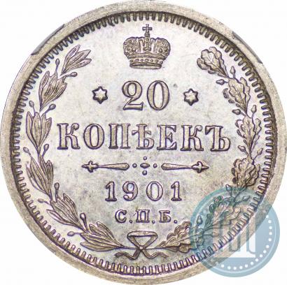 Picture 20 kopecks 1901 year СПБ-АР 
