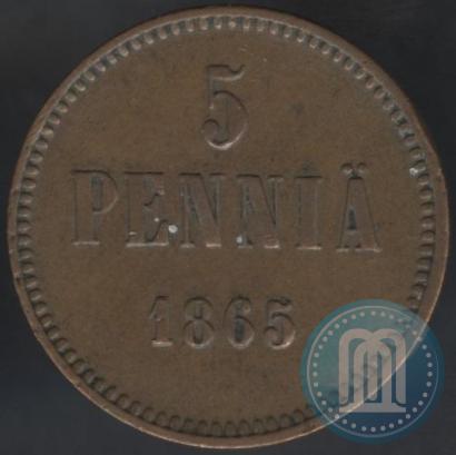 Фото 5 пенни 1865 года  