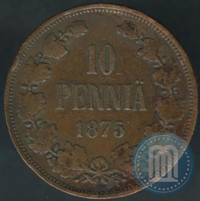 Фото 10 пенни 1875 года  