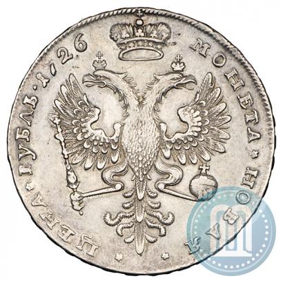 Фото 1 рубль 1726 года  "Московский тип, портрет вправо"