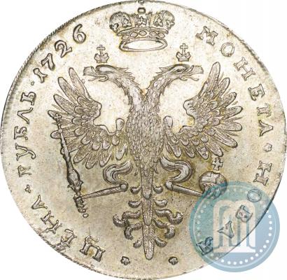 Фото 1 рубль 1726 года  "Московский тип, портрет вправо"