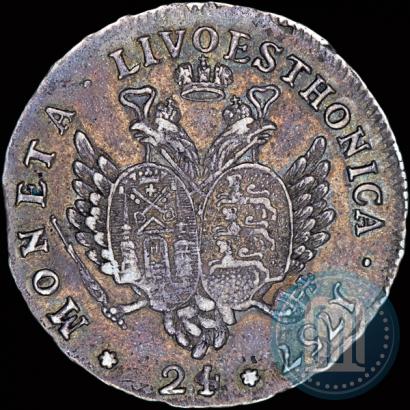 Picture 24 kopecks 1757 year  "For Livonia"