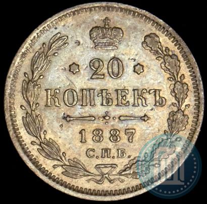 Фото 20 копеек 1887 года СПБ-АГ 